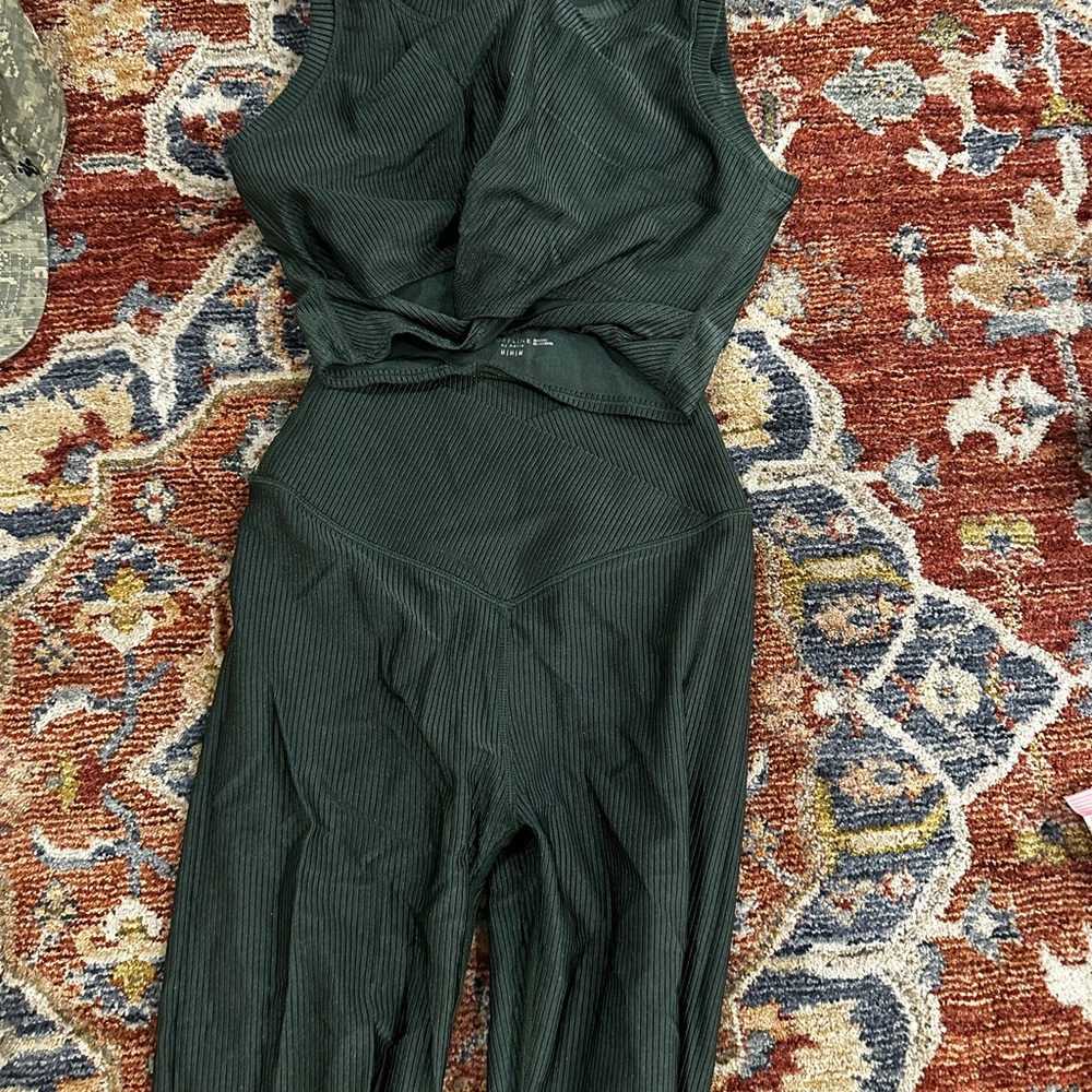 Aerie Dark Green Ribbed Jumpsuit